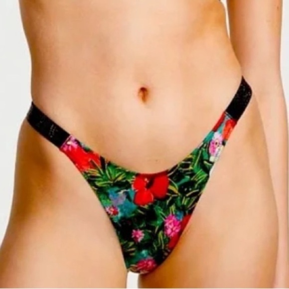 New! Victoria’s Secret shine strap Brazilian bikini bottom tropical 4572 - Picture 2 of 8